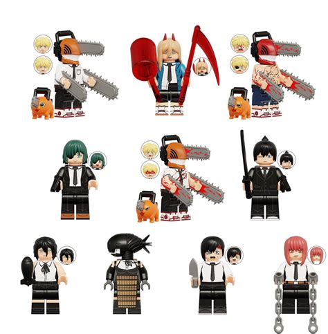 10pcs Chainsaw Man Minifigures Set Denji Pochita Power Reze Makima