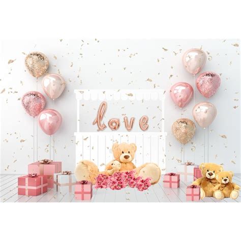 Kate 7x5ft Valentines Day Fabric Background For Photography Teddy Bear