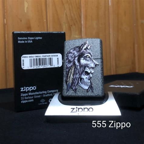 Jual Zippo Original Wolf Skull Feather New With Box Original Kota