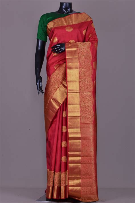 Buy Red Zari Woven Kanchipuram Silk Saree Online Pure Kanchipuram Real Zari Saree Silk