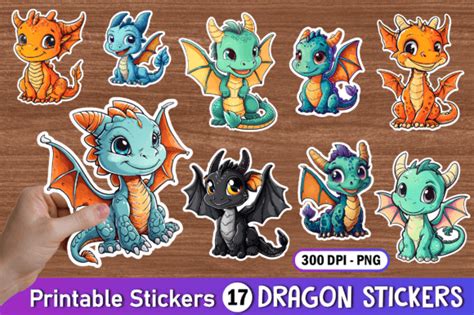 Cute Dragon Stickers Bundle Png Graphic By Danishgraphics · Creative Fabrica