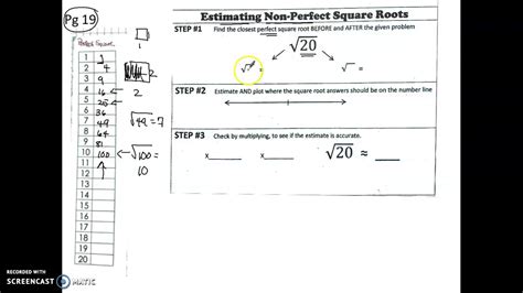 Estimating Square Roots Math 8 Youtube