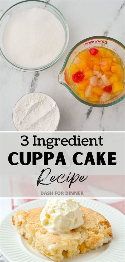 3 Ingredients For Cuppa Cake Recipe On A White Plate