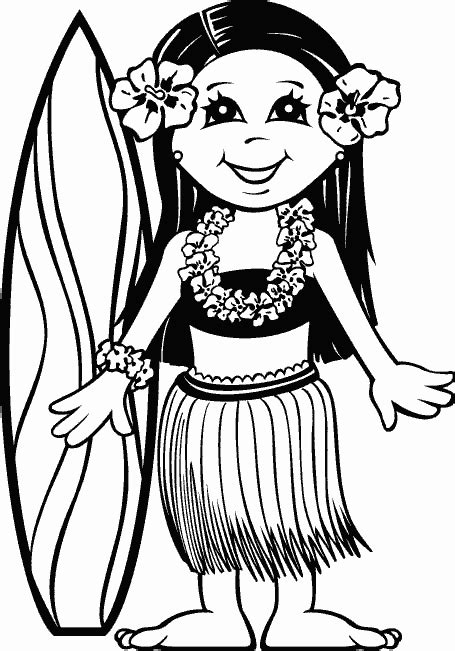 Hawaiian Flower Coloring Page Clipart Best