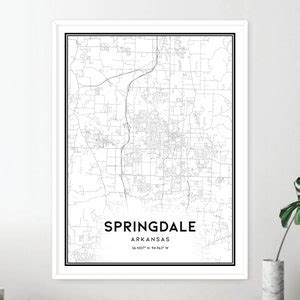 Springdale Map Print, Springdale Map Poster Wall Art, Ar City Map, Arkansas Print Street Map ...