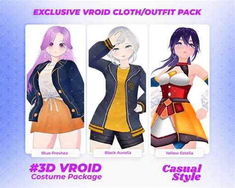 Casual Elegance Pack For Vroid Trio Of Stylish Everyday Outfits Vroid