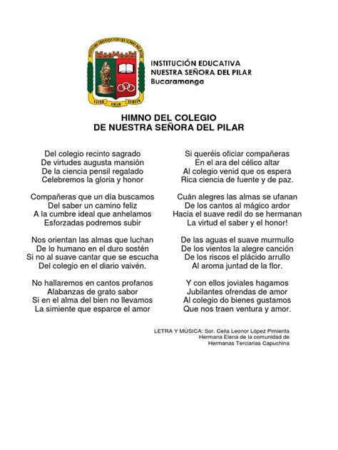 Himno del Colegio Nuestra Señora del Pilar Descargar Audio Himnos