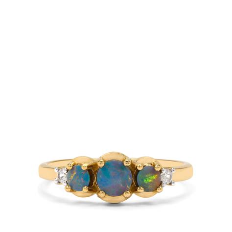 Crystal Opal On Ironstone And White Zircon 9k Gold Ring Gemporia