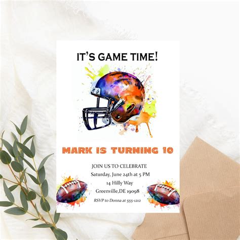 Football Birthday Invitation PRINTABLE Football Birthday Party Invite ...