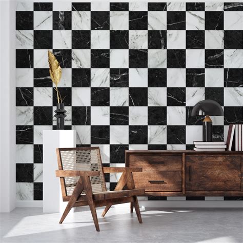 Marble Checkerboard Pattern Wallpaper | Buy Online at Happywall