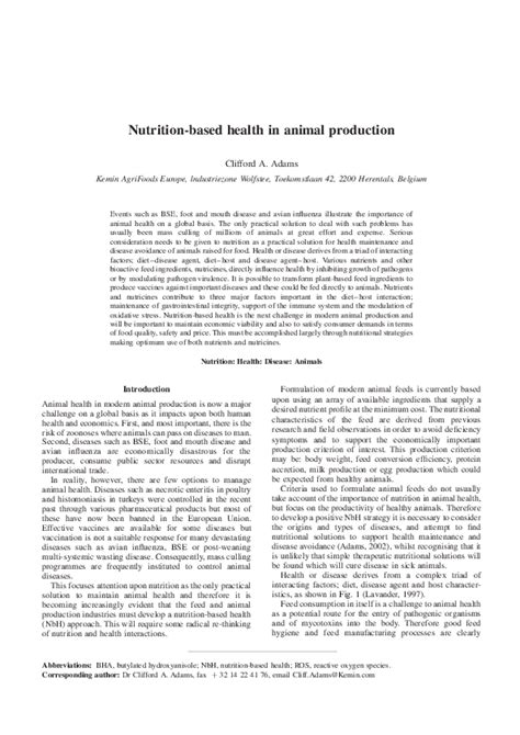 (PDF) Nutrition-based health in animal production