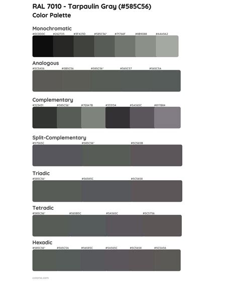 Ral 7010 Tarpaulin Gray Color Palettes