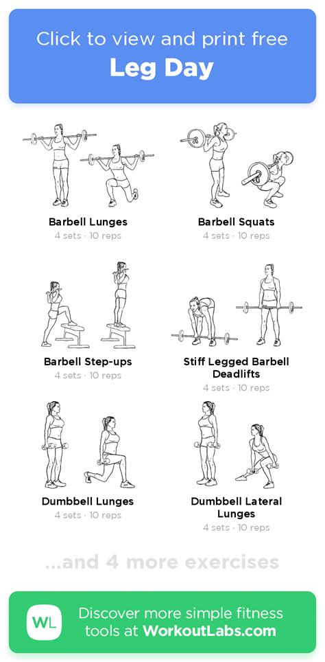 Leg Day Click To View And Print This Illustrated Exercise Plan