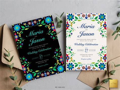 Mexican Theme Wedding Invitations Templates B W Mexican Etsy