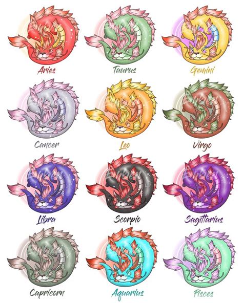 Dragon Zodiac Stickers Aries Taurus Gemini Cancer Leo Etsy