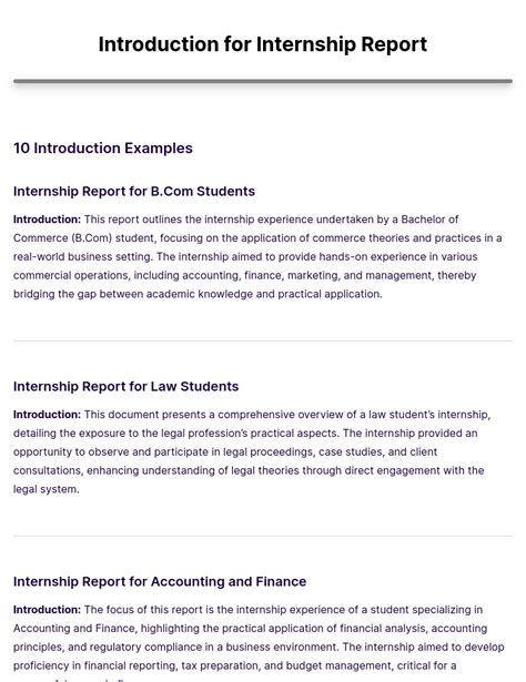 Introduction For Internship Report 10 Examples Edit And Download