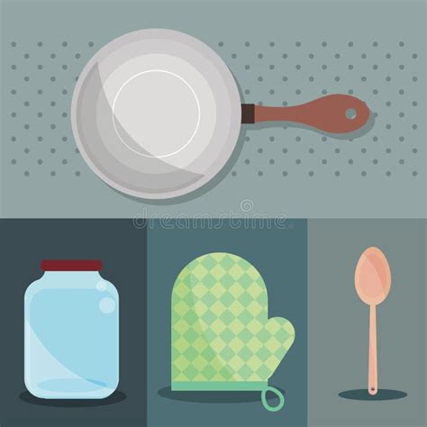 Kitchen utensils cartoon stock vector. Illustration of flat - 253743678