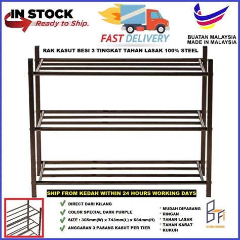 Ready Stock Kedah Beyond Furniture 3 Tiers Metal Shoe Rack Shoes