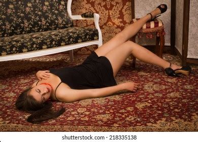 Crime Scene Simulation Lifeless Woman Luxurious Stock Photo Edit Now