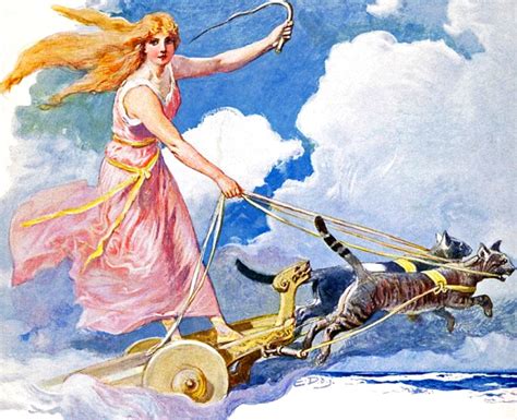 Freya Norse Goddess Vintage Wife Of Odin Chariot Print Poster Etsy