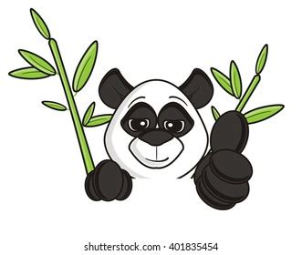 Contented Muzzle Panda Peeking Out Bamboo Stock Illustration