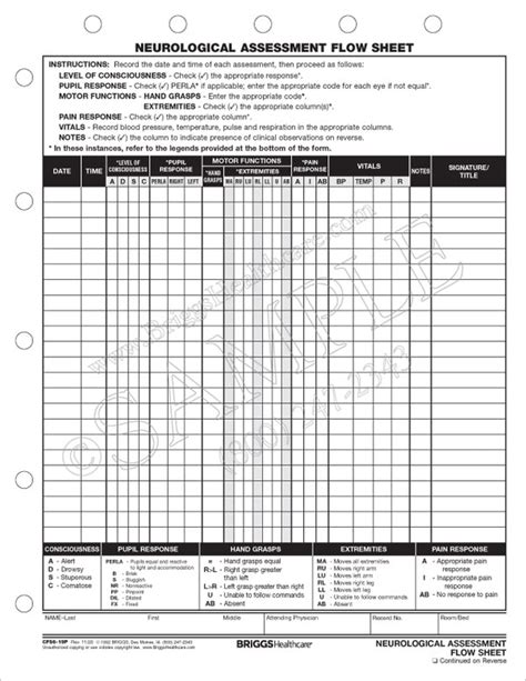 Neuro Check Assessment Sheets