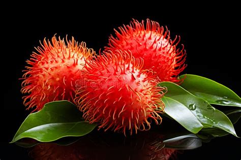 Rambutan Dulce Deliciosa Fruta Aislado En El Espacio De Fondo Negro