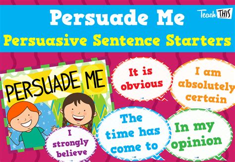 Persuade Me Persuasive Sentence Starters Display Teacher Resources And Classroom Games