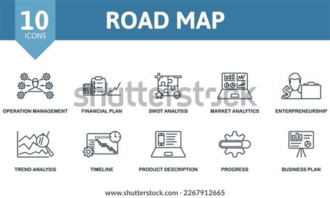 Road Map Icon Set Monochrome Simple Stock Vector (Royalty Free ...