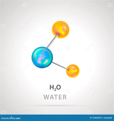 Chemical Model Of Water Molecule Oxygen And Hydrogen Cartoon Vector