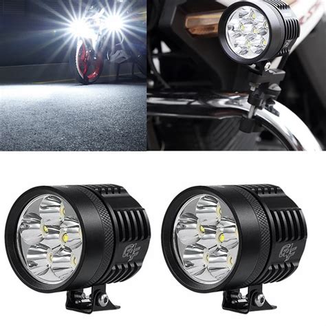 Universal Motorcycle Fog Lights LED Fog Lamp Protect Guards Wiring