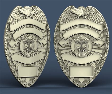 Cop Badge Police Officer Riverside 3D STL Model CNC Router | Etsy