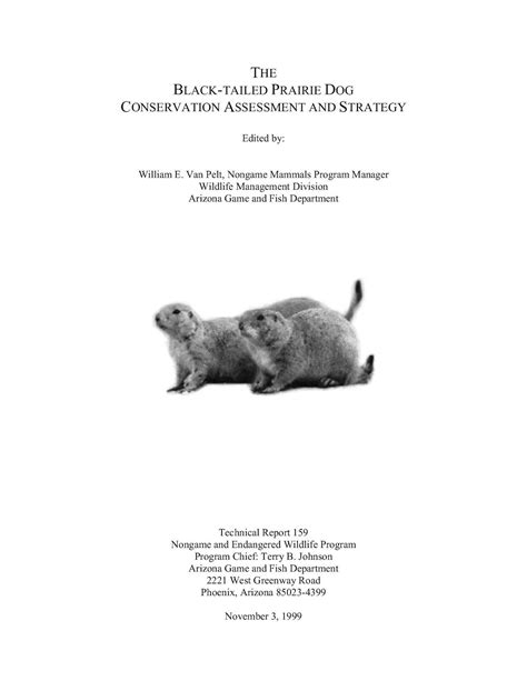 The Black-tailed Prairie Dog Conservation Assessment and Strategy Cover Page