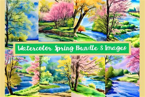 Spring Landscape Watercolor Bundle Graphic by Creative Kim Designs ...