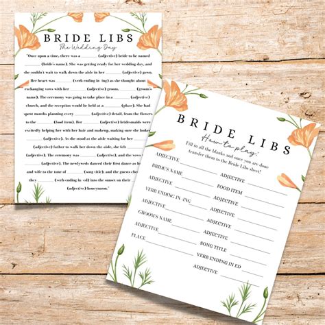 Mad Libs Bridal Shower Game Printable How They Met Mad Libs Modern