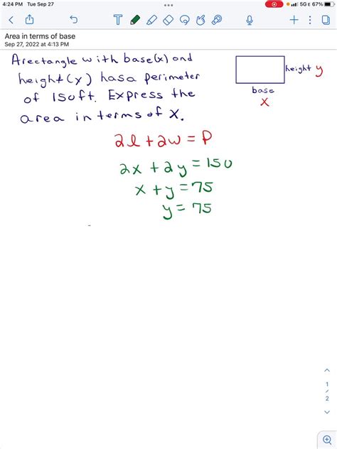 SOLVED: Write an equation to represent each scenario. A rectangle with ...