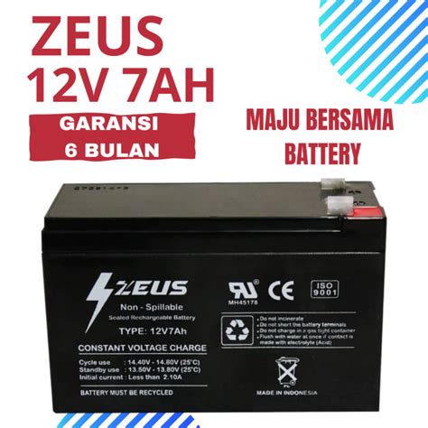 Aki VRLA ZEUS 12v 7Ah Untuk UPS Sepeda Listrik SELIS Lazada Indonesia