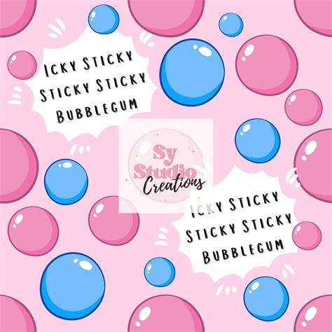 Icky Sticky Bubble Gum Seamless Pattern Etsy