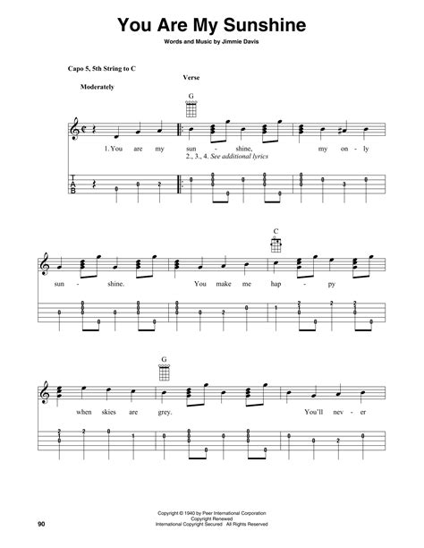 You Are My Sunshine By Jimmie Davis Sheet Music For Banjo Tab At Sheet