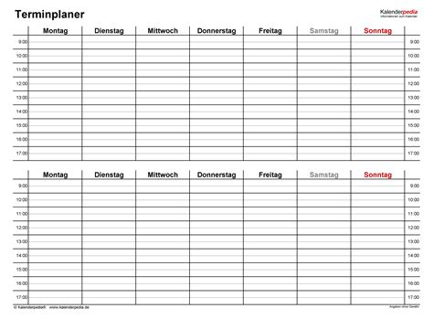 Wochenplaner Im PDF Format Kalenderpedia