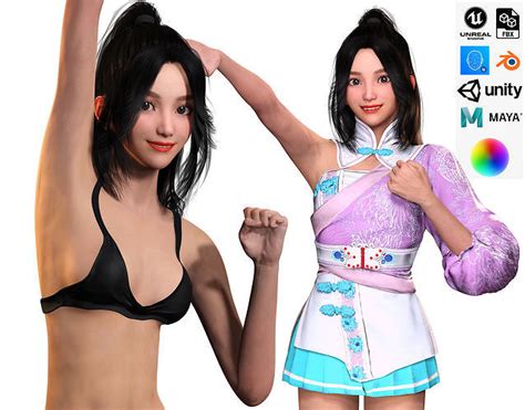 3d Model Chinese Girl Full Product Vr Ar Low Poly Cgtrader