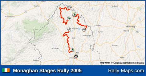 Streckenverlauf Monaghan Stages Rally 2005 RallyeKarte De