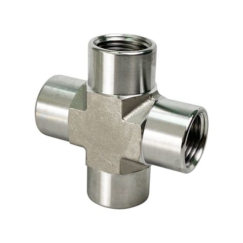 Hfs R Npt Female Thread Pipe Fitting Way Cross Stainless Steel