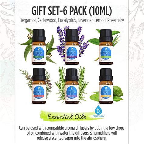 6 Pack Of 100 Pure Essential Aromatherapy Oils Pursonic