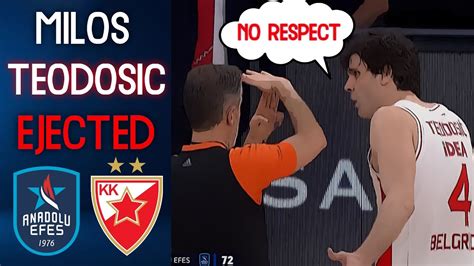 Milos Teodosic Ejected Anadolu Efes Crvena Zvezda Euroleague 2023