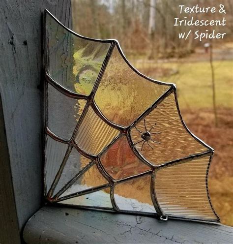 Stained Glass Spider Web Corner Sun Catcher Etsy Stained Glass