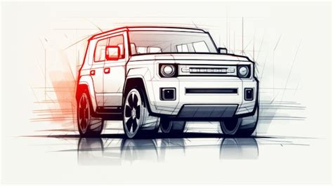 Premium AI Image | Minimalistic Cartoon Suv Sketch On Concrete ...