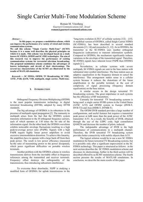 Pdf Single Carrier Multi Tone Modulation Scheme