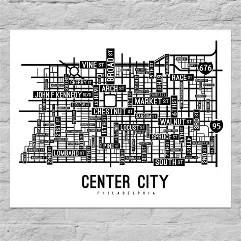 Center City, Philadelphia Street Map Poster - School Street Posters