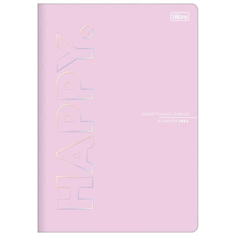 Planner Mensal Grampeado Happy 2024 90g TILIBRA Papelaria Clip Cor